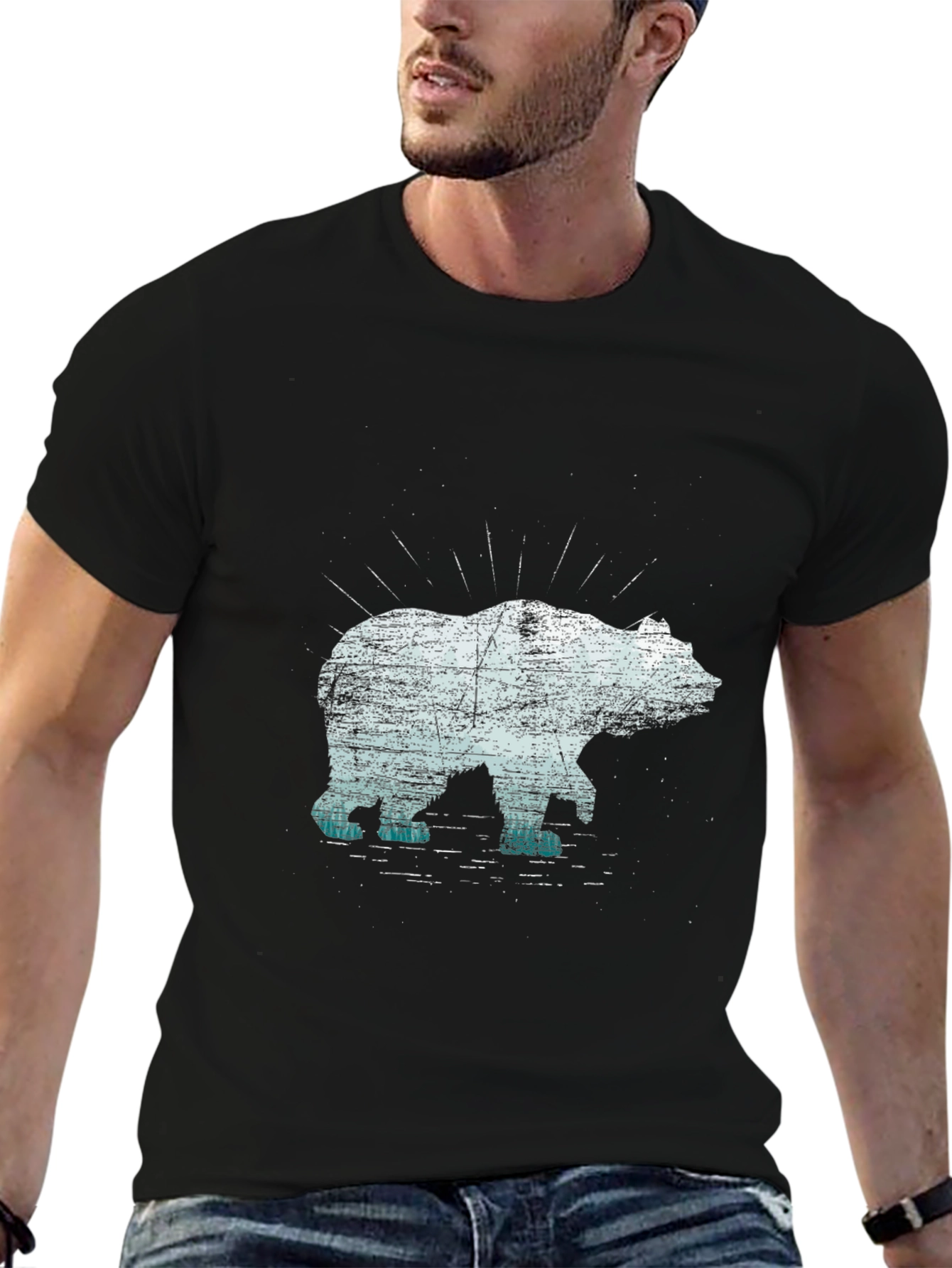 Bear Graphic Tee - Black Cotton Blend