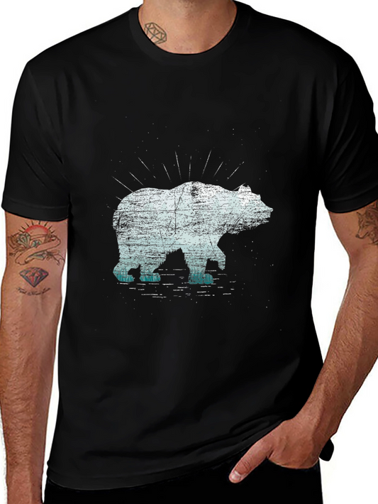 Bear Graphic Tee - Black Cotton Blend