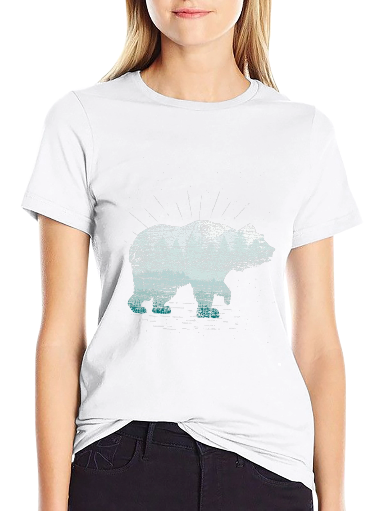 Bear Graphic Tee - Black Cotton Blend