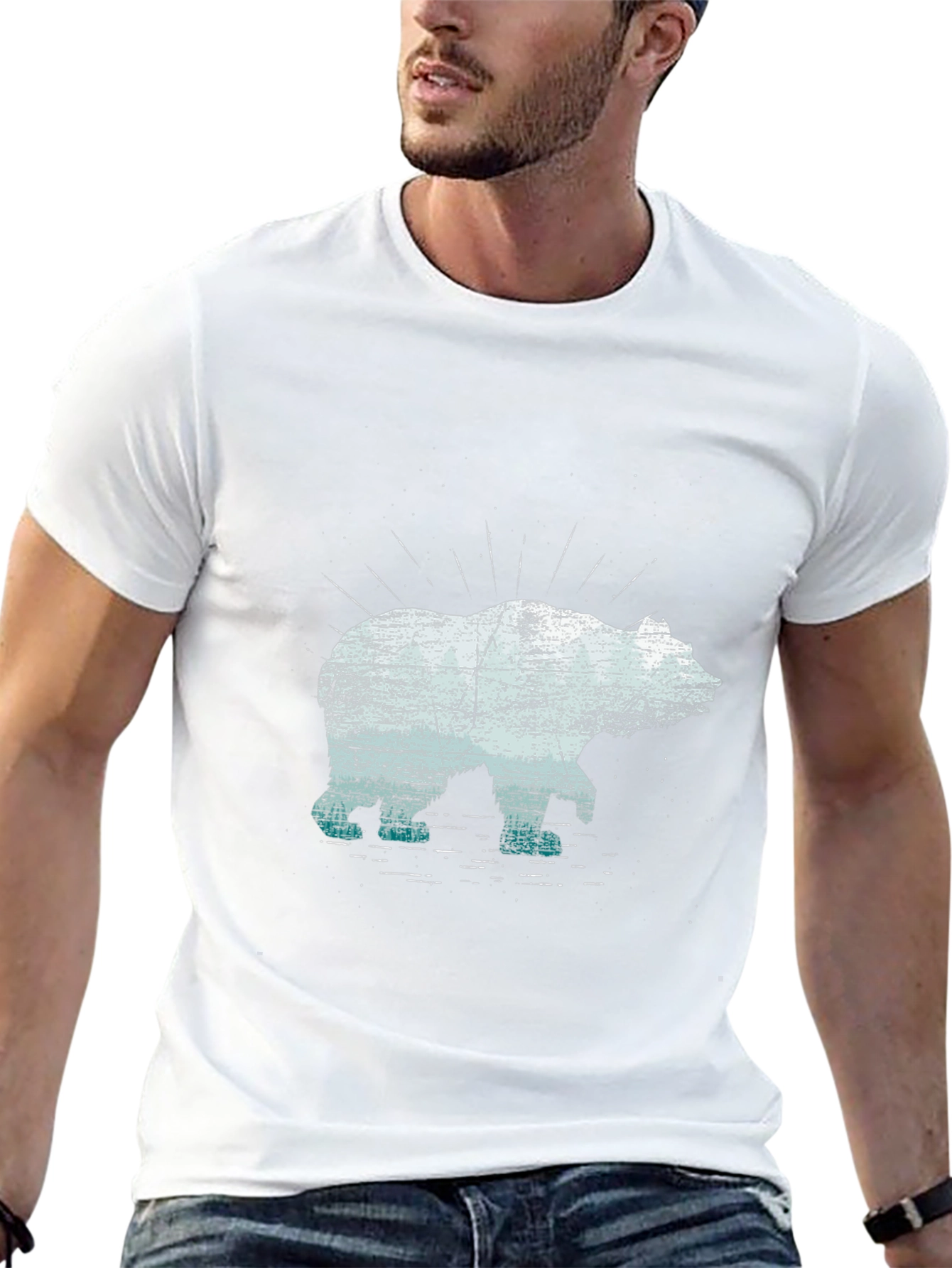 Bear Graphic Tee - Black Cotton Blend