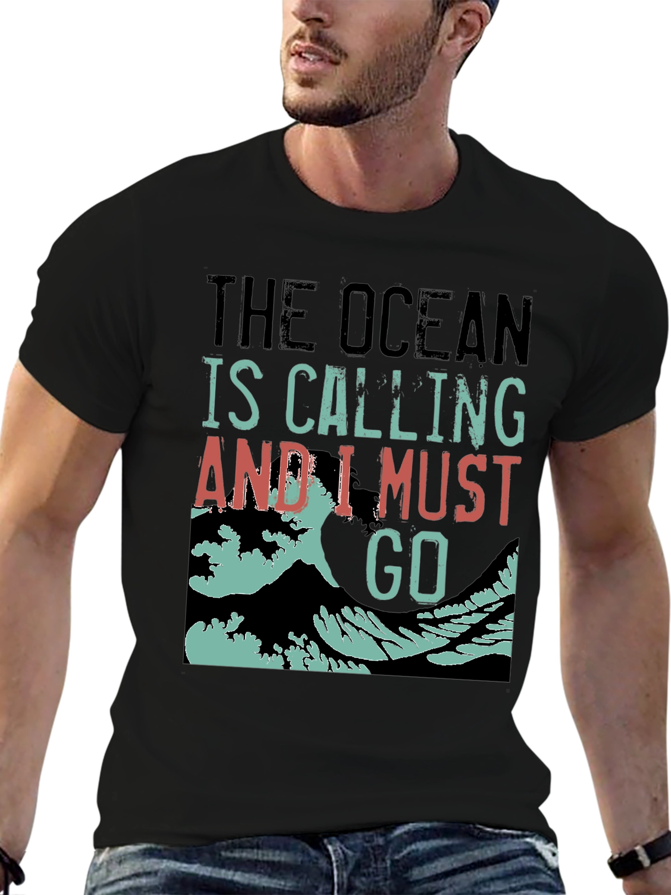 Ocean Calling Black Graphic Tee
