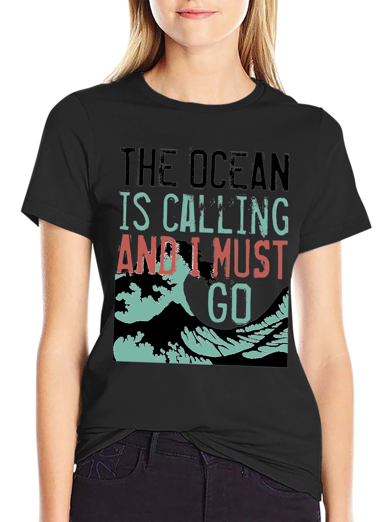 Ocean Calling Black Graphic Tee