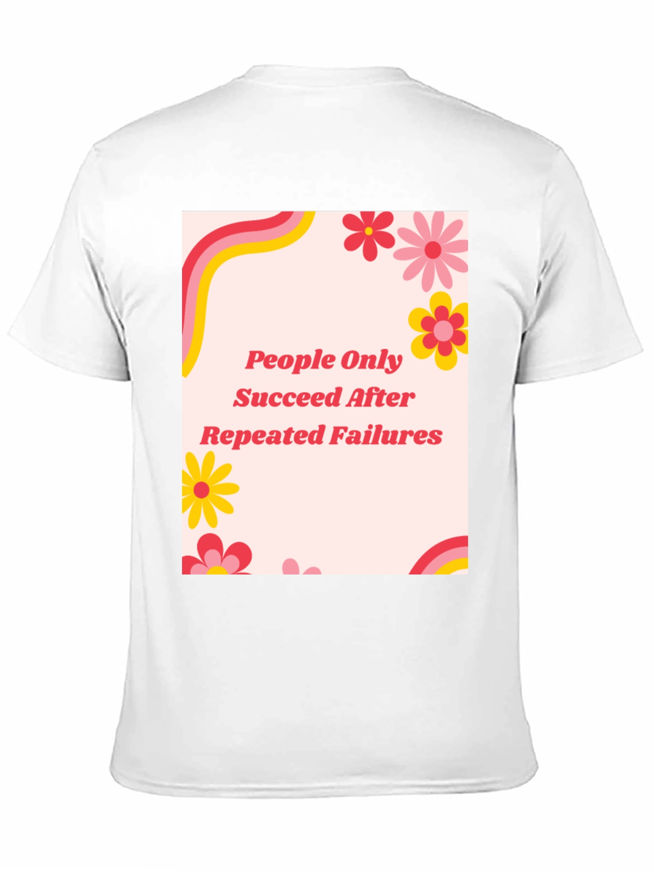 Retro Floral People Only Succeed Black T-Shirt