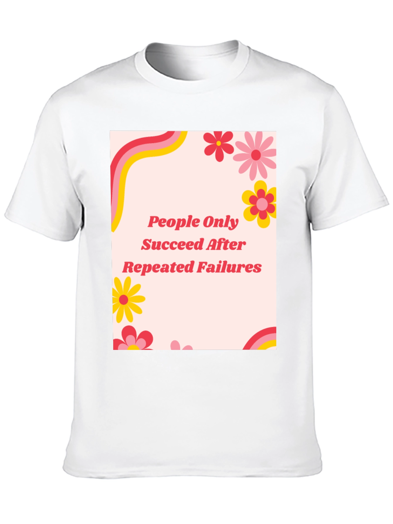 Retro Floral People Only Succeed Black T-Shirt