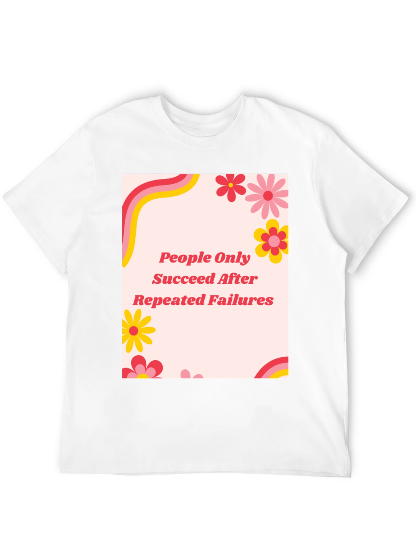 Retro Floral People Only Succeed Black T-Shirt