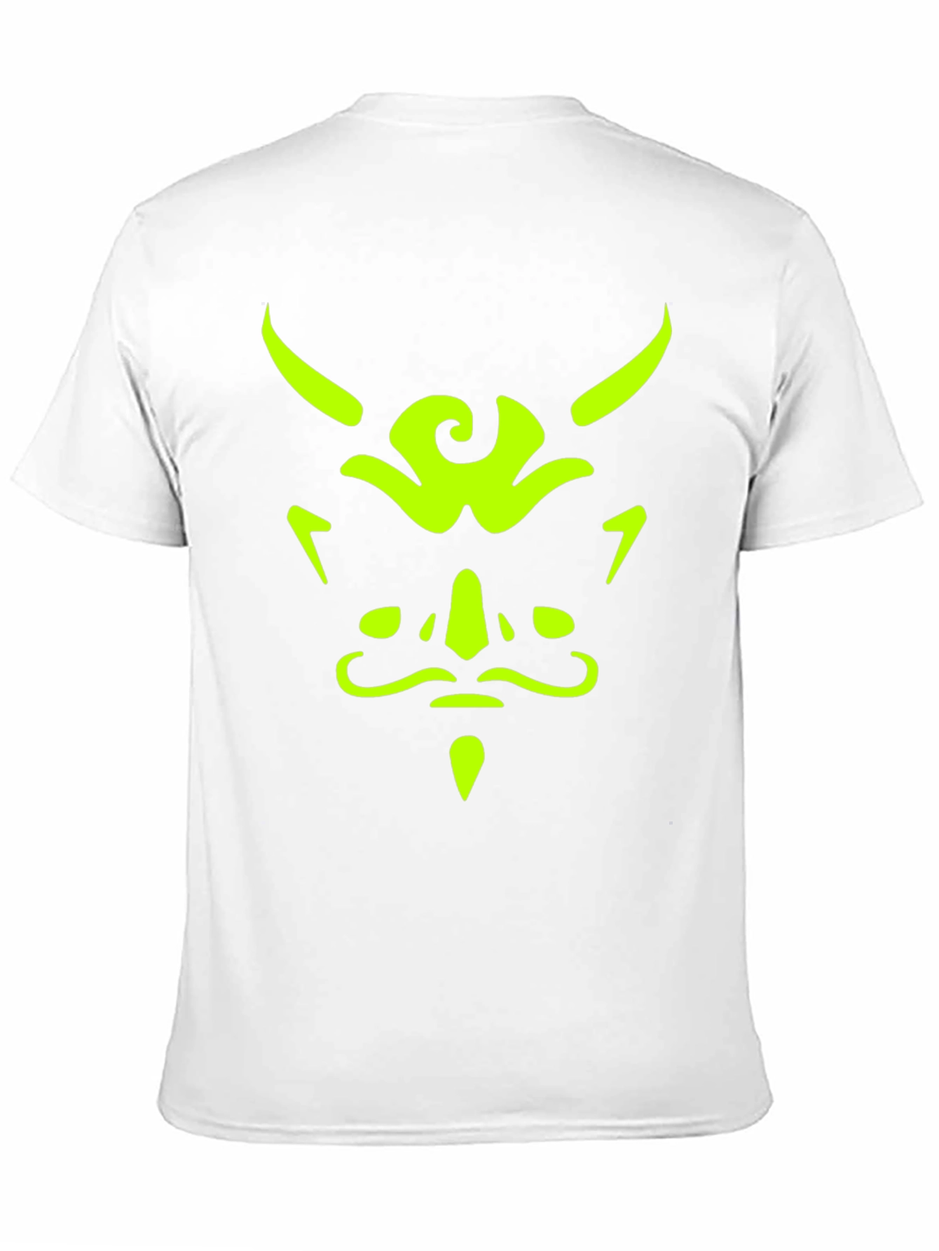 Mens Black T-Shirt with Neon Green Demon Face Graphic