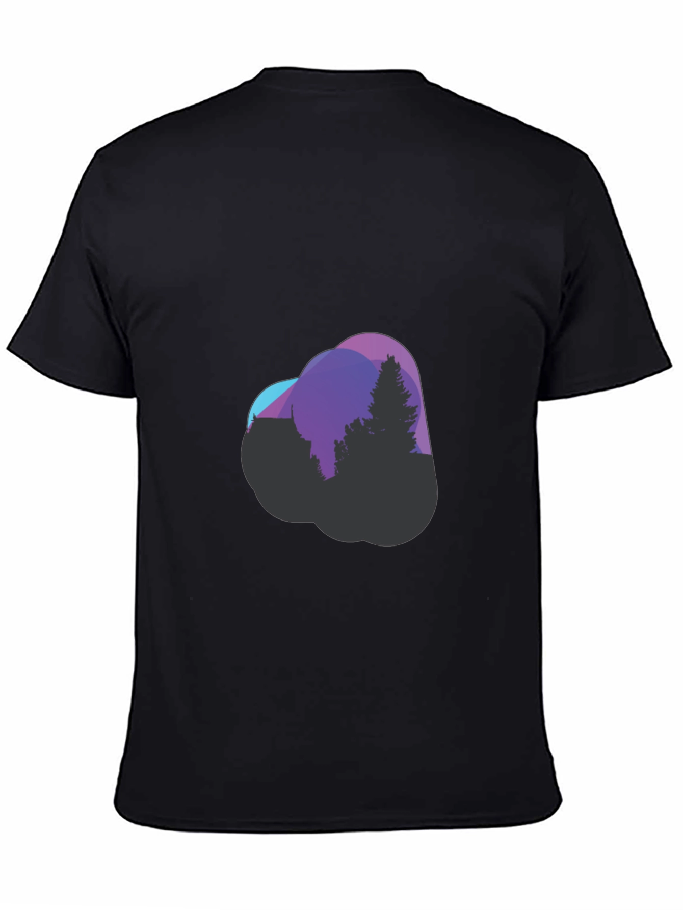Modern Geometric Tree Graphic Tee - Black