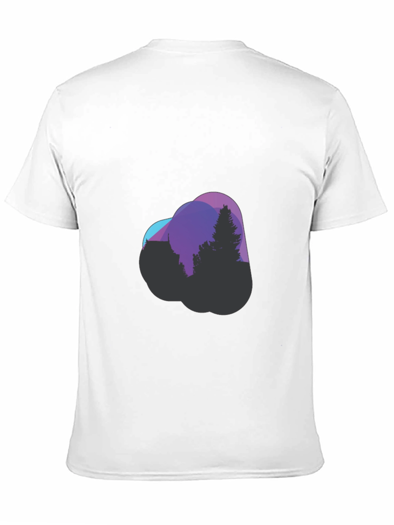 Modern Geometric Tree Graphic Tee - Black