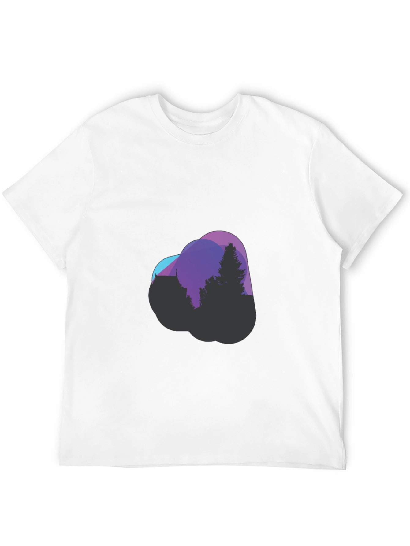 Modern Geometric Tree Graphic Tee - Black