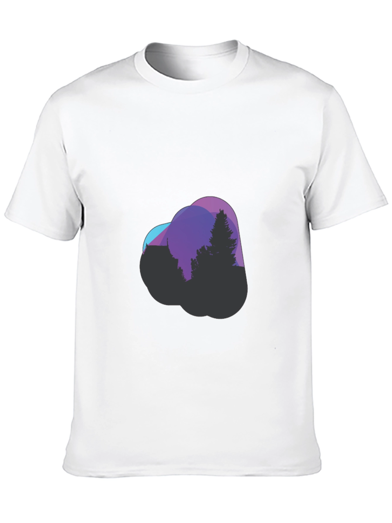 Modern Geometric Tree Graphic Tee - Black