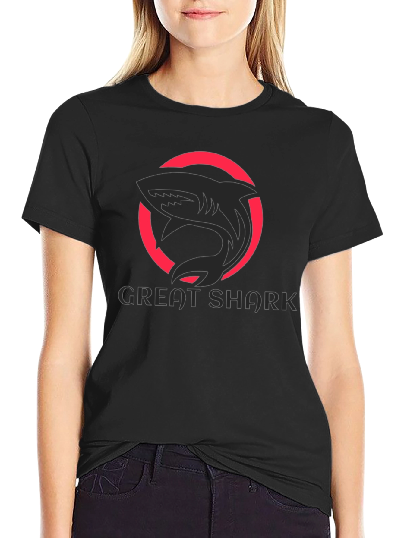 Great Shark Graphic Tee - Stylish Black Cotton T-Shirt