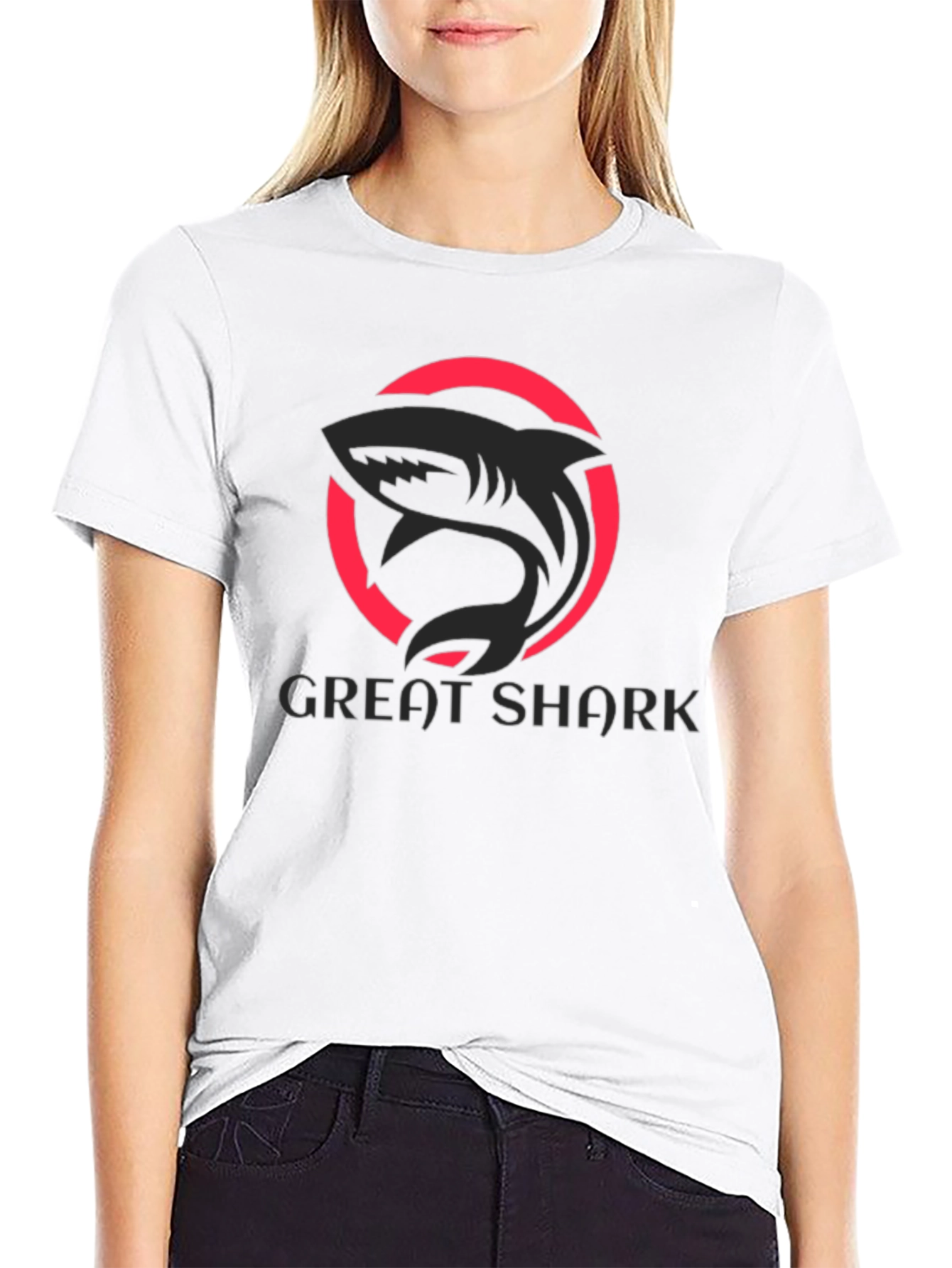 Great Shark Graphic Tee - Stylish Black Cotton T-Shirt