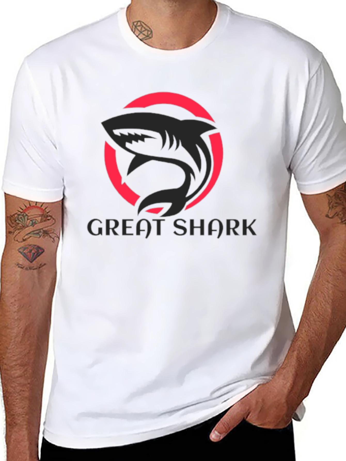 Great Shark Graphic Tee - Stylish Black Cotton T-Shirt
