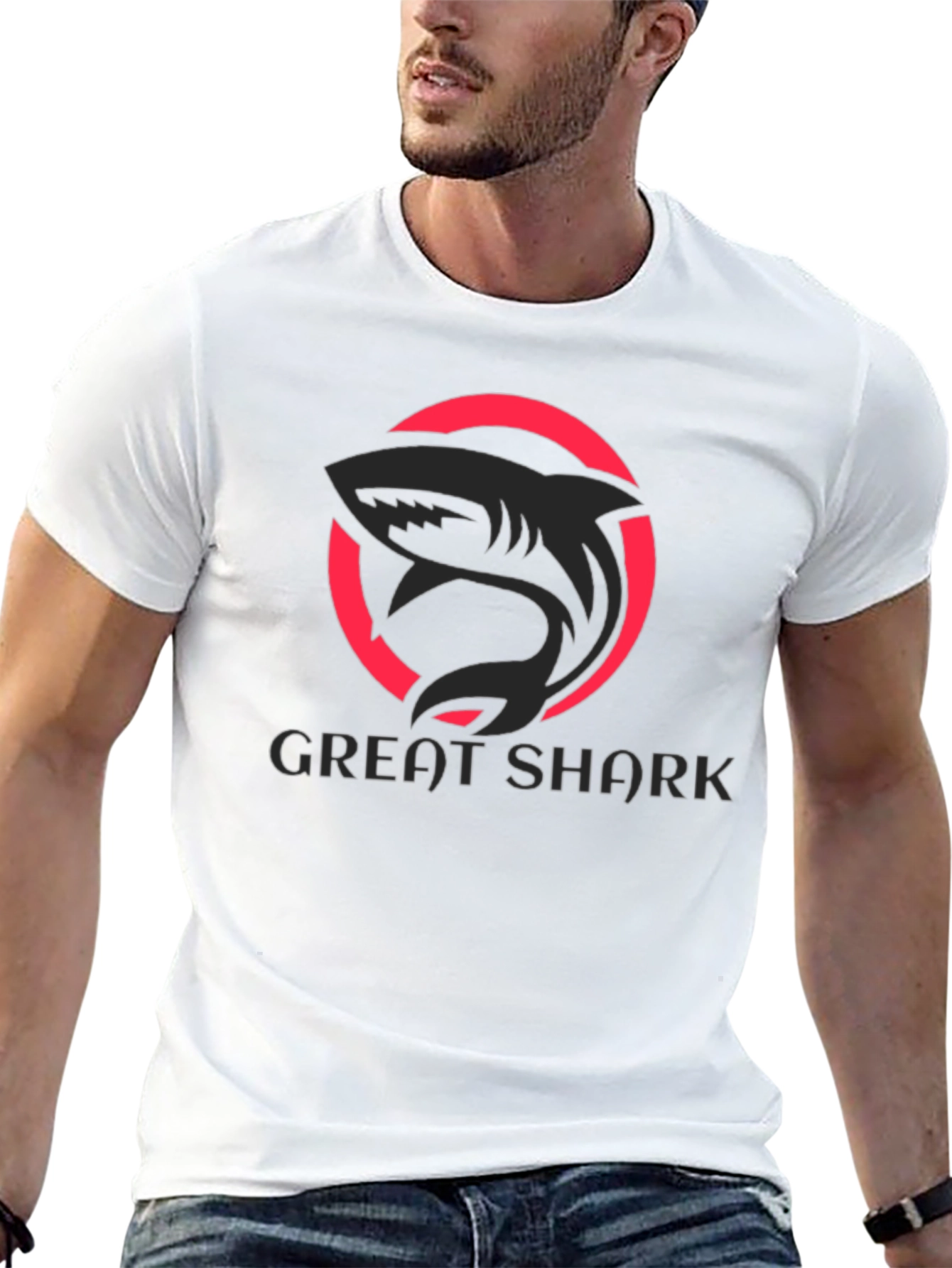 Great Shark Graphic Tee - Stylish Black Cotton T-Shirt