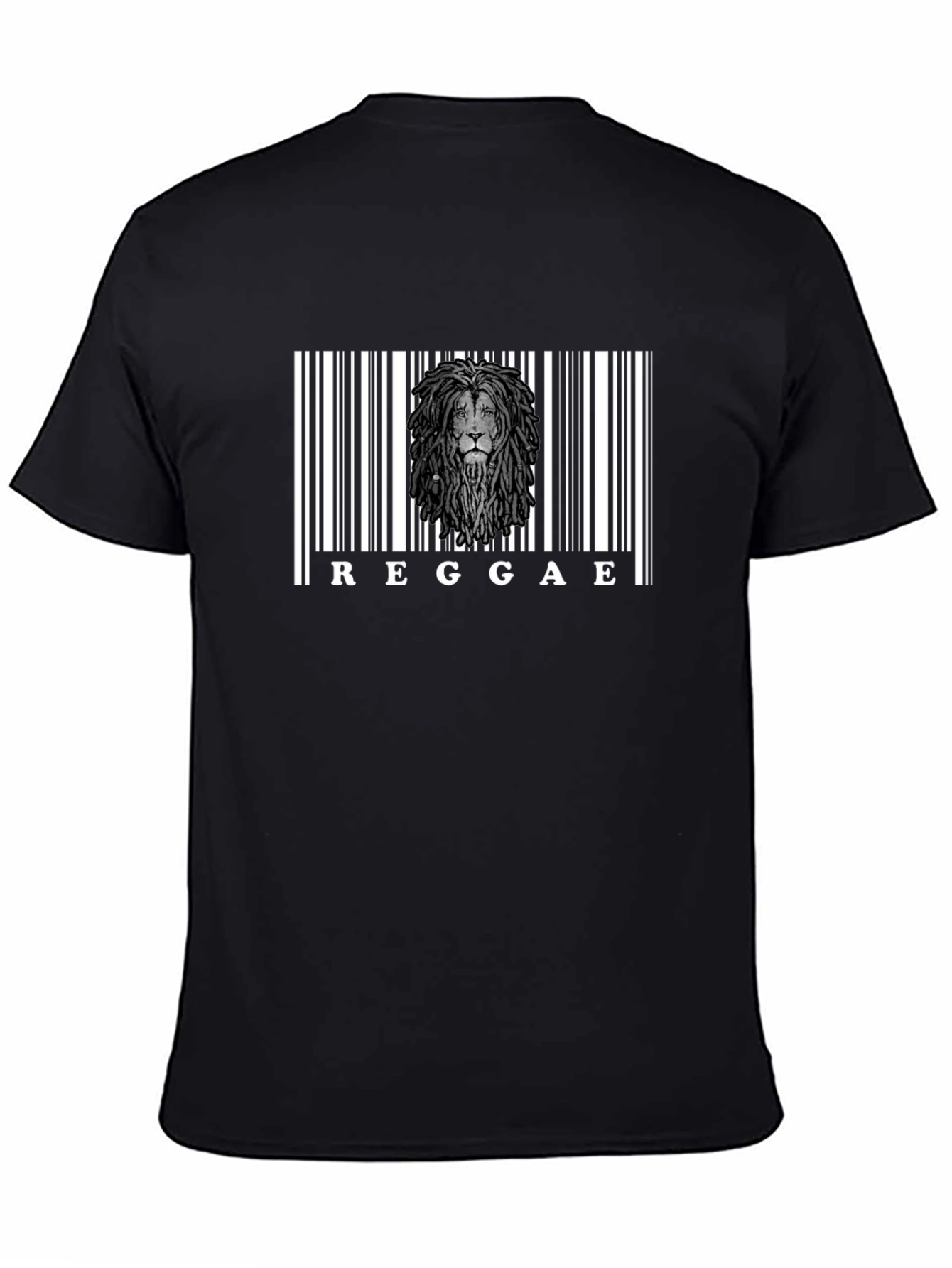 Reggae Lion Barcode Graphic T-Shirt - Black
