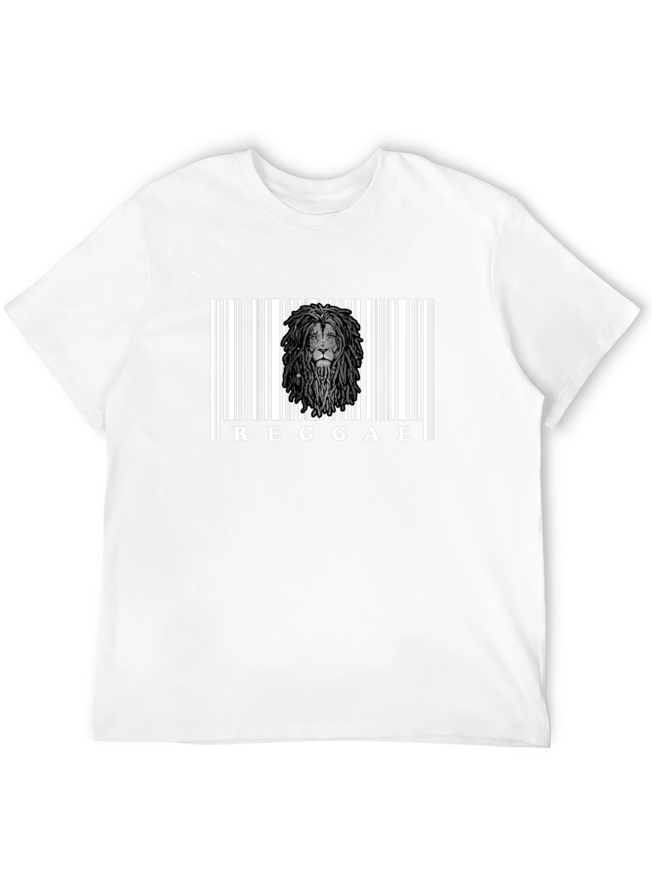 Reggae Lion Barcode Graphic T-Shirt - Black