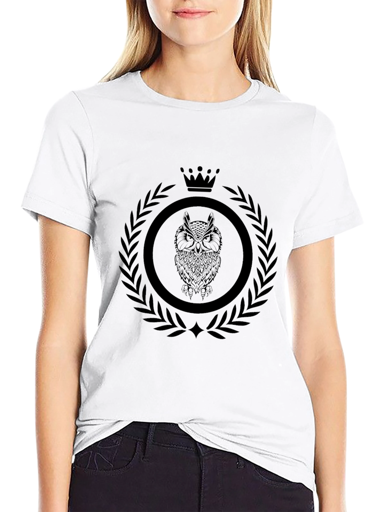 Mens Black Owl Crest Graphic Tee