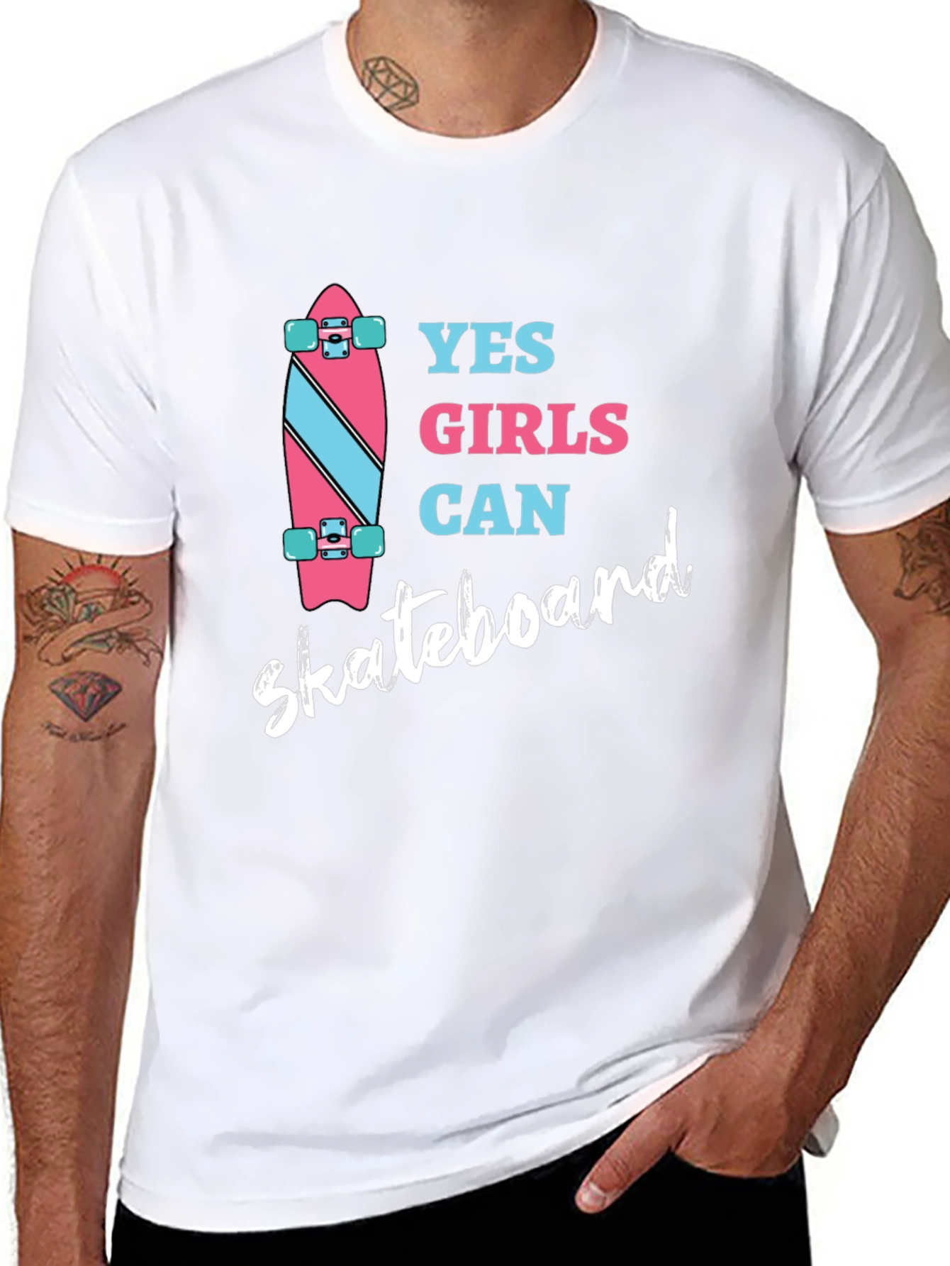Yes Girls Can Skateboard Graphic Tee