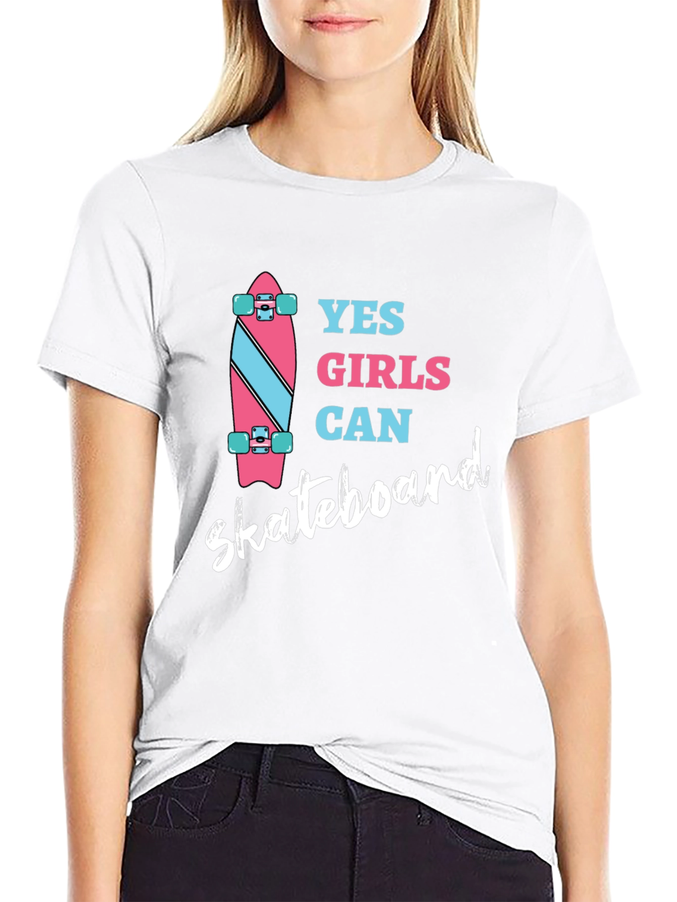 Yes Girls Can Skateboard Graphic Tee