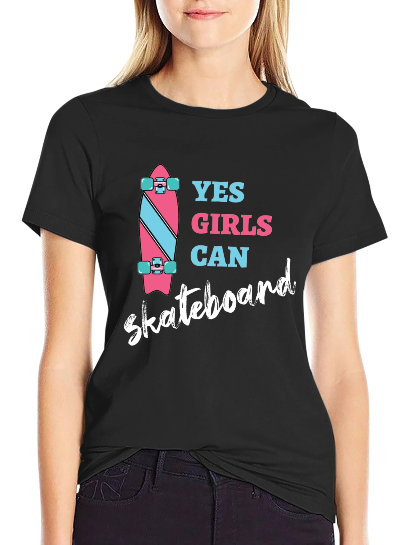 Yes Girls Can Skateboard Graphic Tee
