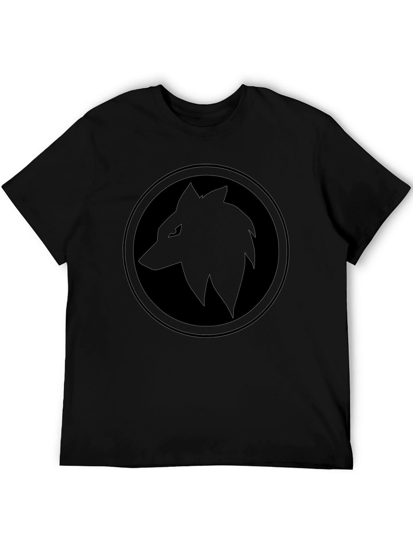Black Wolf Circle T-Shirt - Edgy Graphic Tee
