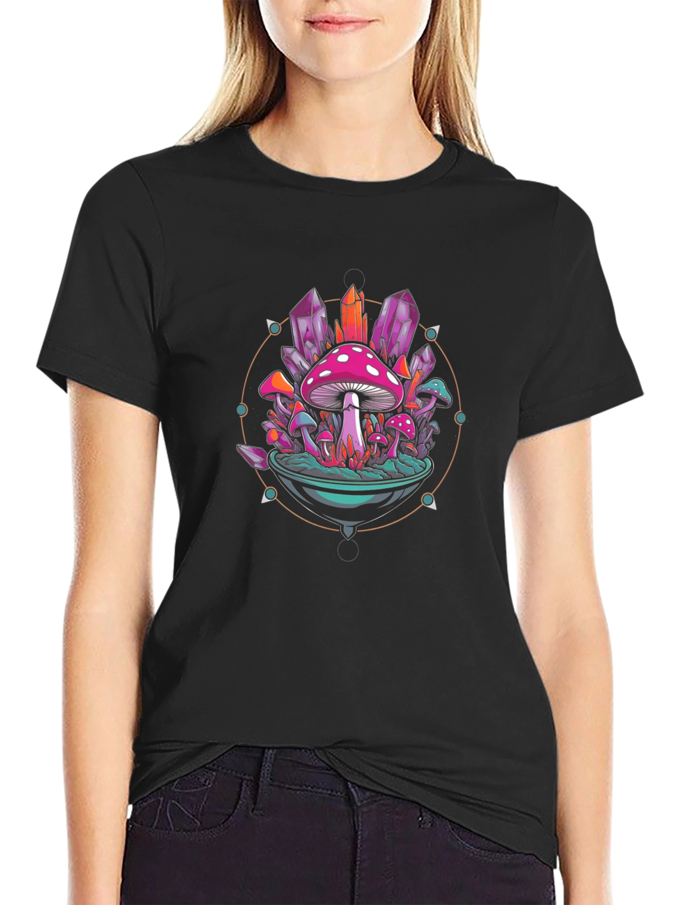 Mystical Mushroom Crystal Graphic Tee