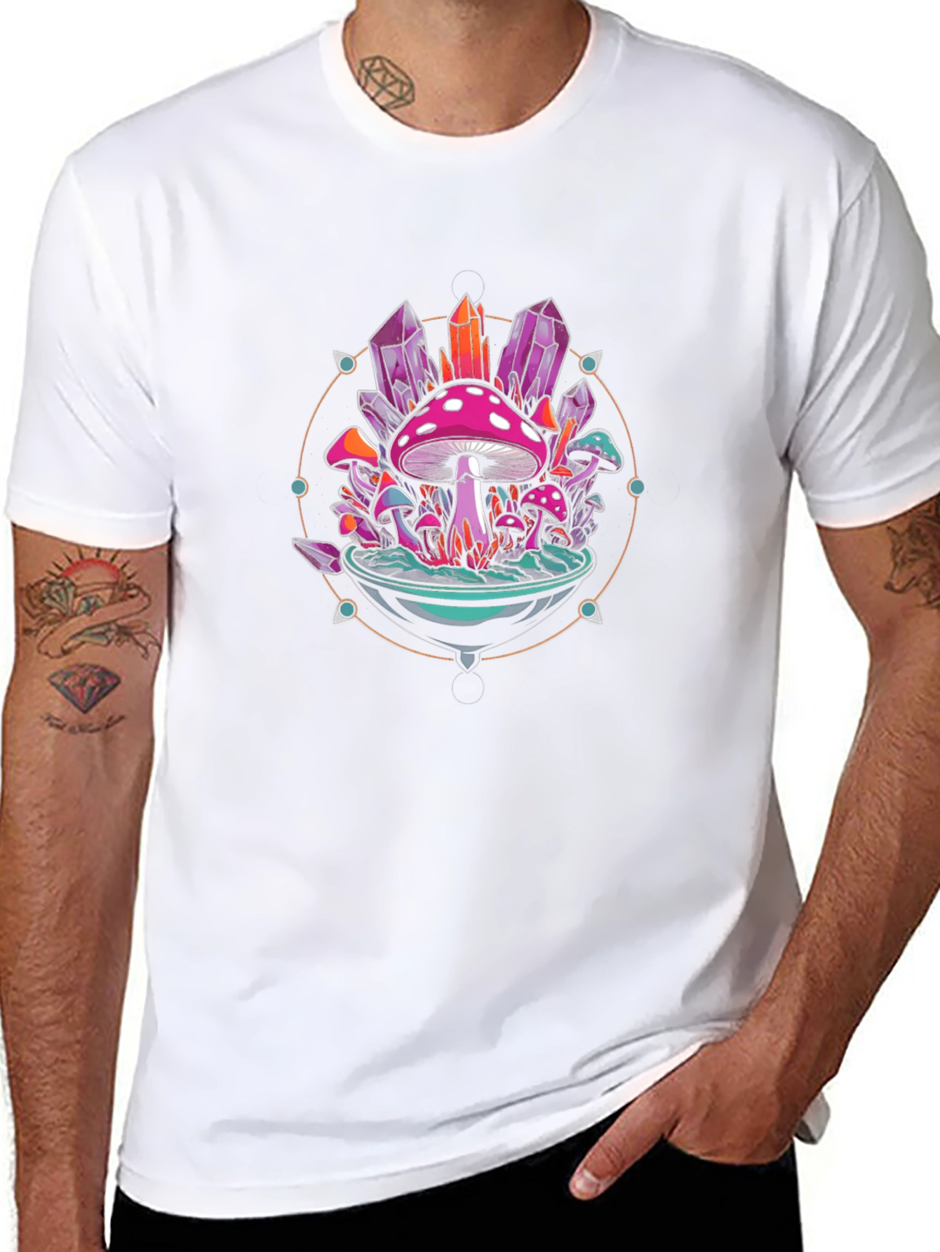 Mystical Mushroom Crystal Graphic Tee