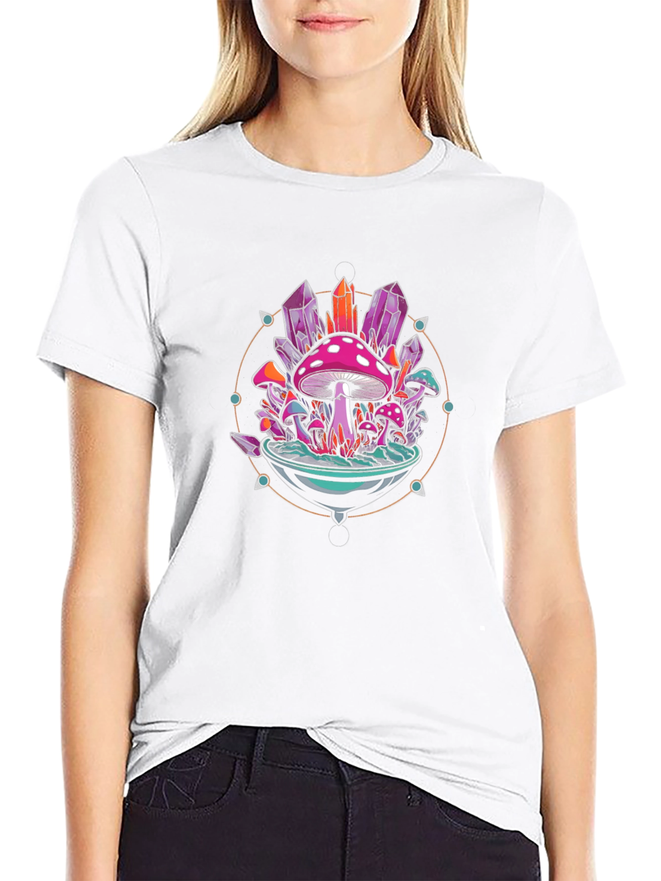 Mystical Mushroom Crystal Graphic Tee