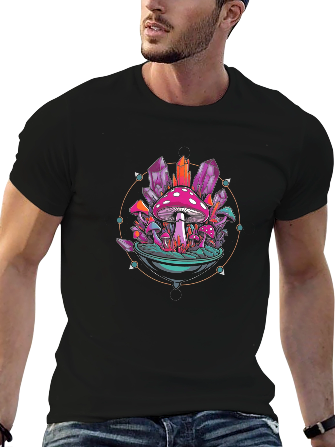 Mystical Mushroom Crystal Graphic Tee