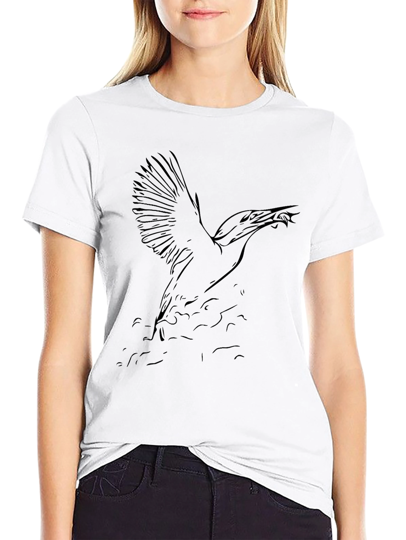 Mens Black Graphic Tee - Bird Design