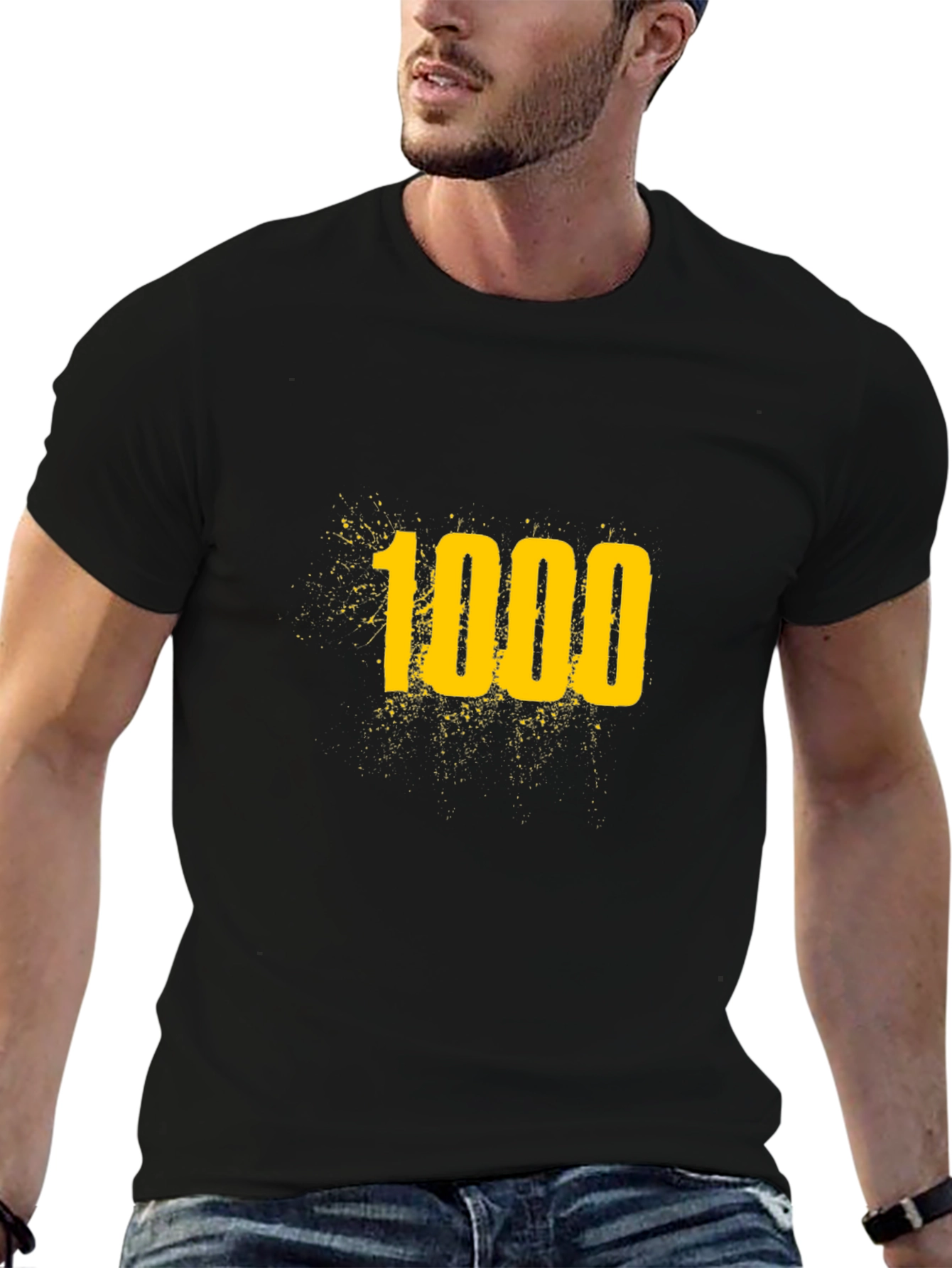 1000 Graphic Tee - Black Cotton T-Shirt