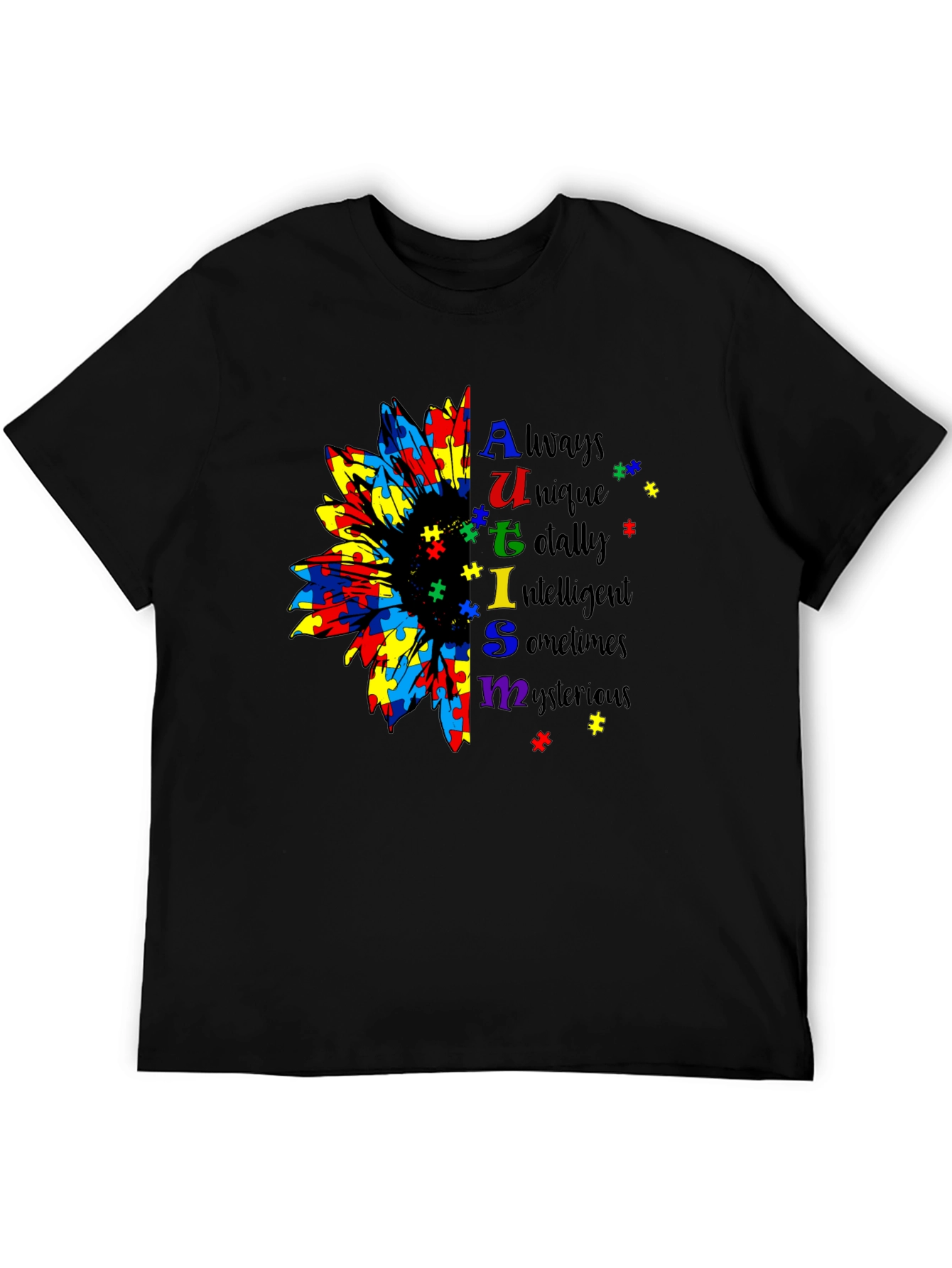 Autism Awareness Sunflower Puzzle Piece T-Shirt