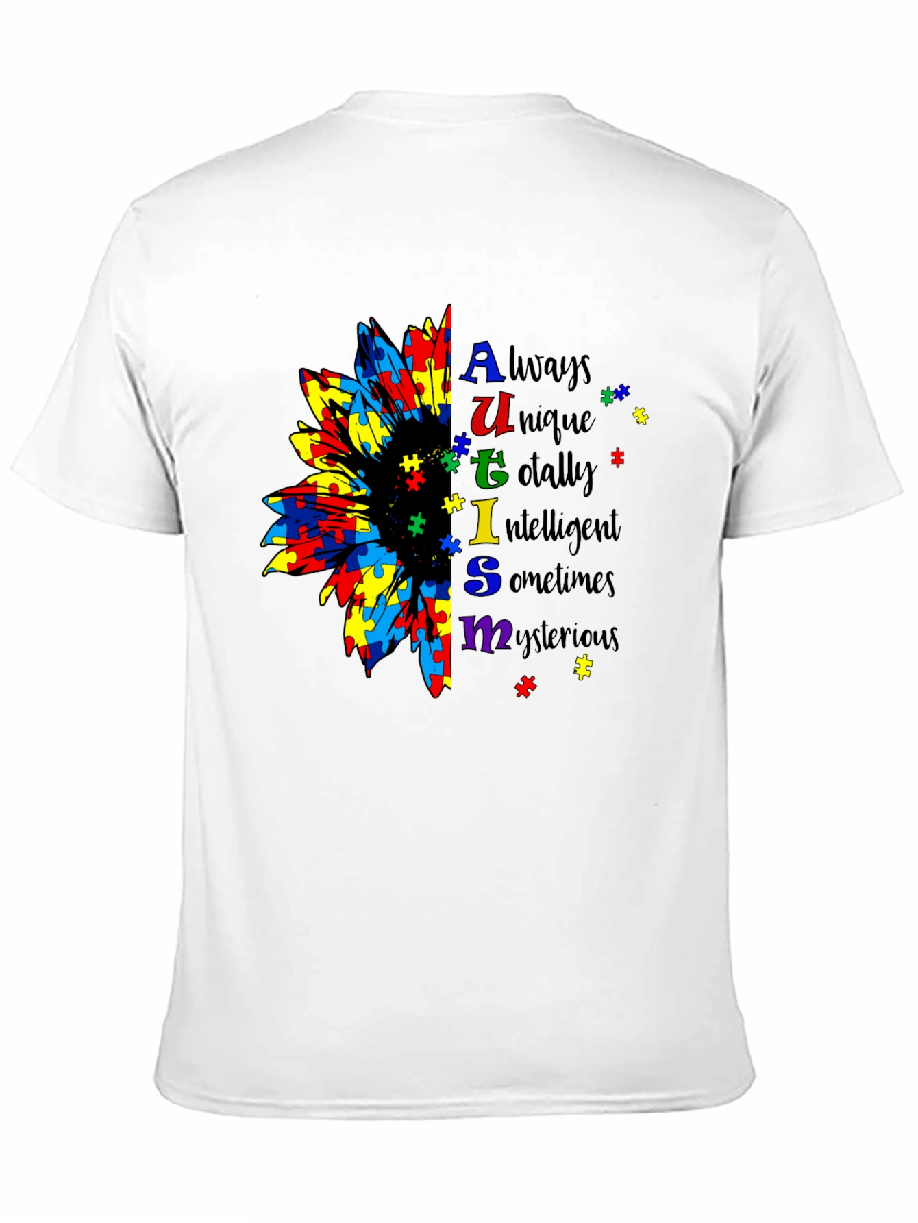 Autism Awareness Sunflower Puzzle Piece T-Shirt