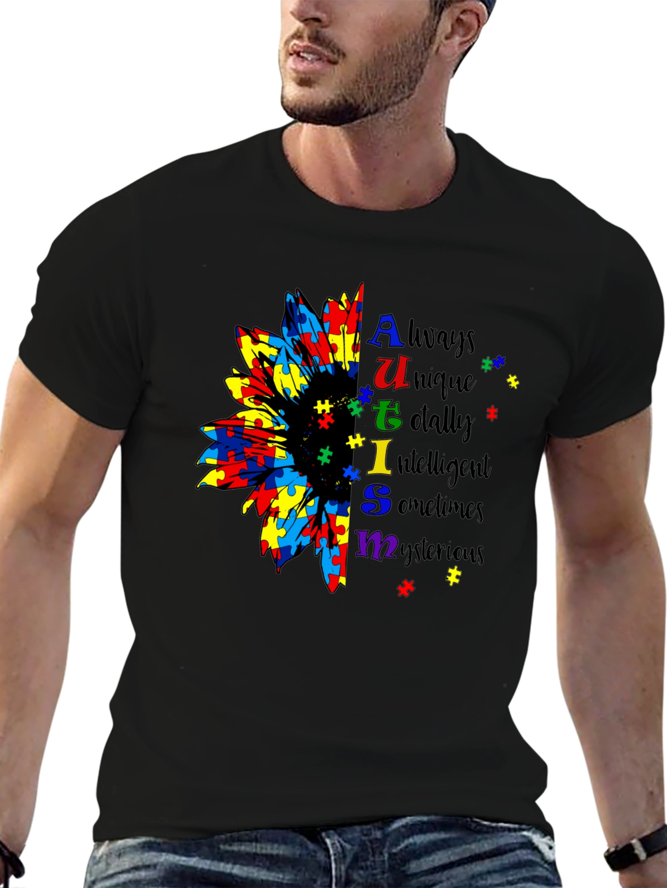 Autism Awareness Sunflower Puzzle Piece T-Shirt