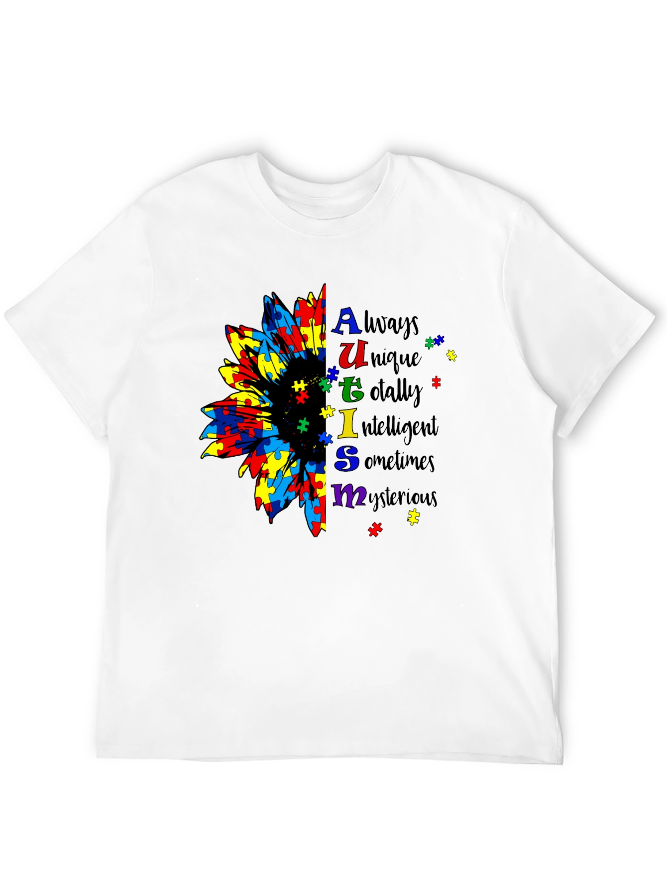 Autism Awareness Sunflower Puzzle Piece T-Shirt