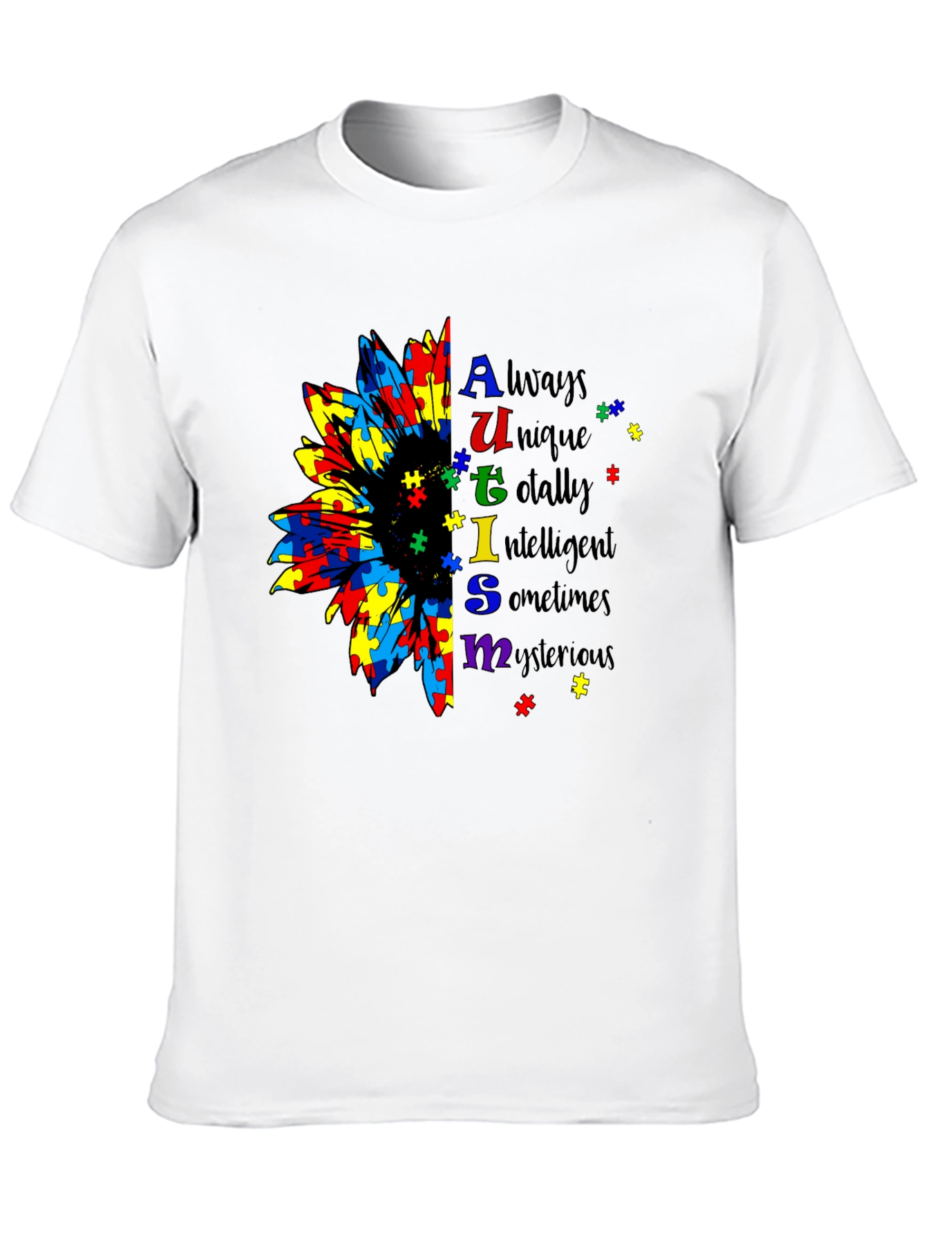 Autism Awareness Sunflower Puzzle Piece T-Shirt