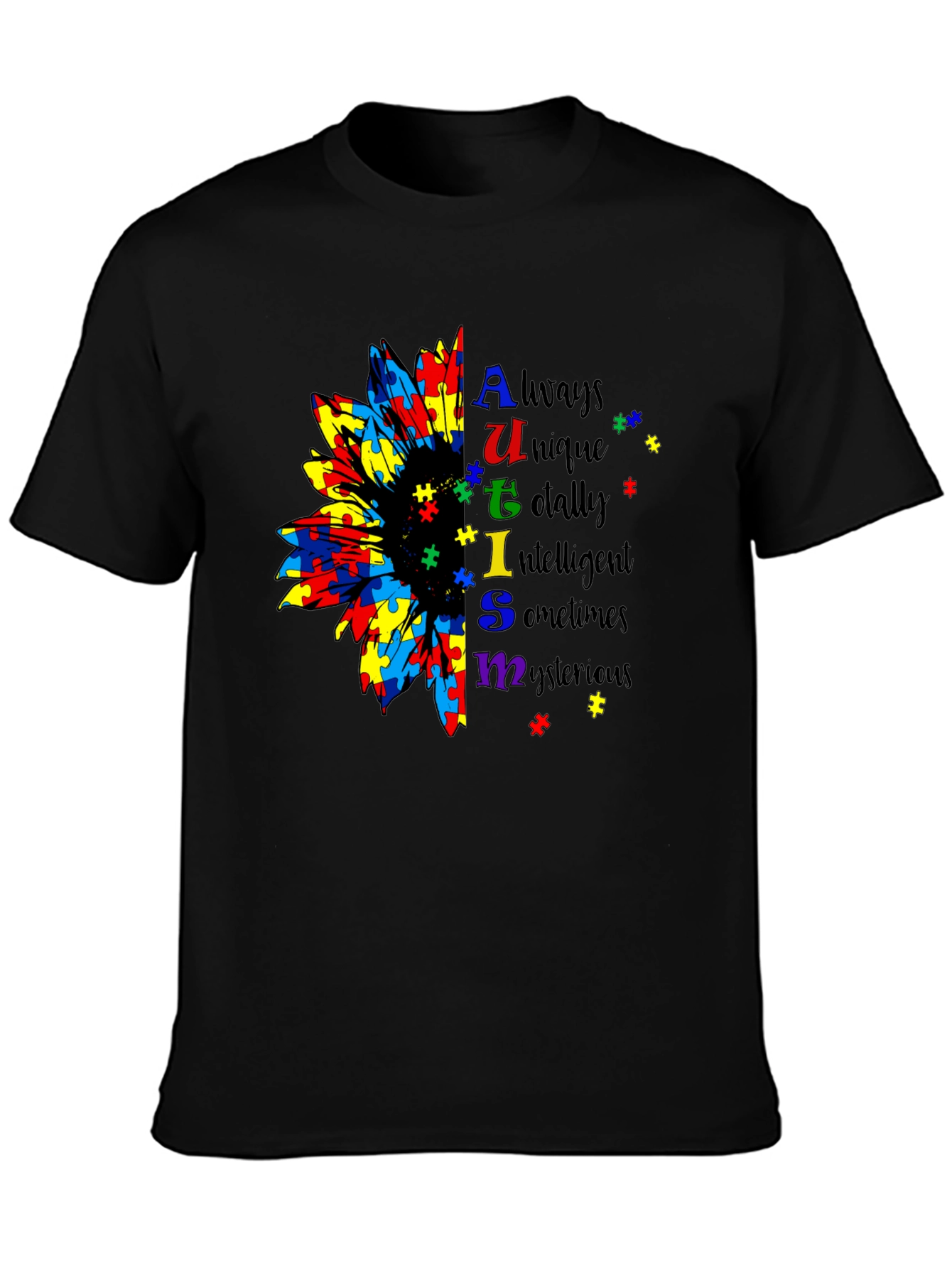Autism Awareness Sunflower Puzzle Piece T-Shirt