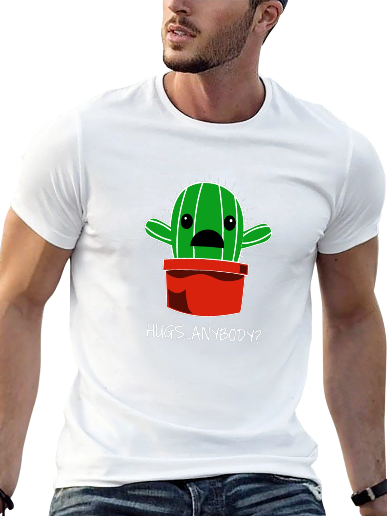 Hugs Anybody? Cactus Graphic T-Shirt