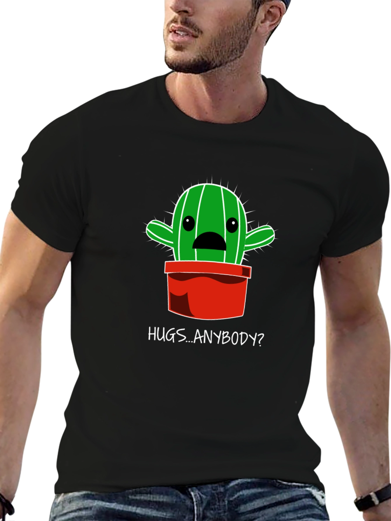 Hugs Anybody? Cactus Graphic T-Shirt