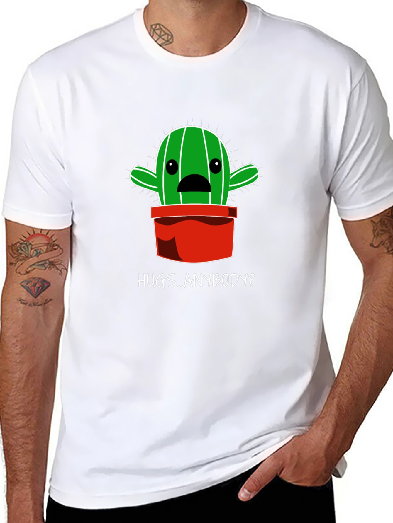 Hugs Anybody? Cactus Graphic T-Shirt