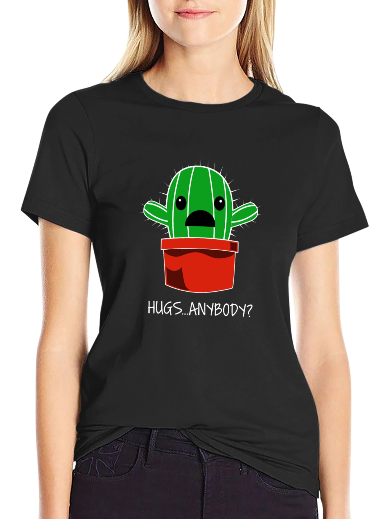Hugs Anybody? Cactus Graphic T-Shirt