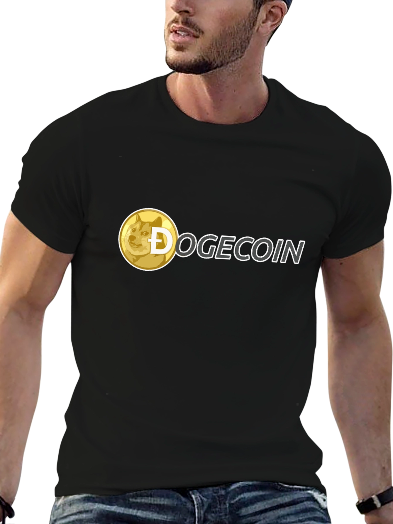 Dogecoin Crypto T-Shirt - Black Crew Neck Tee