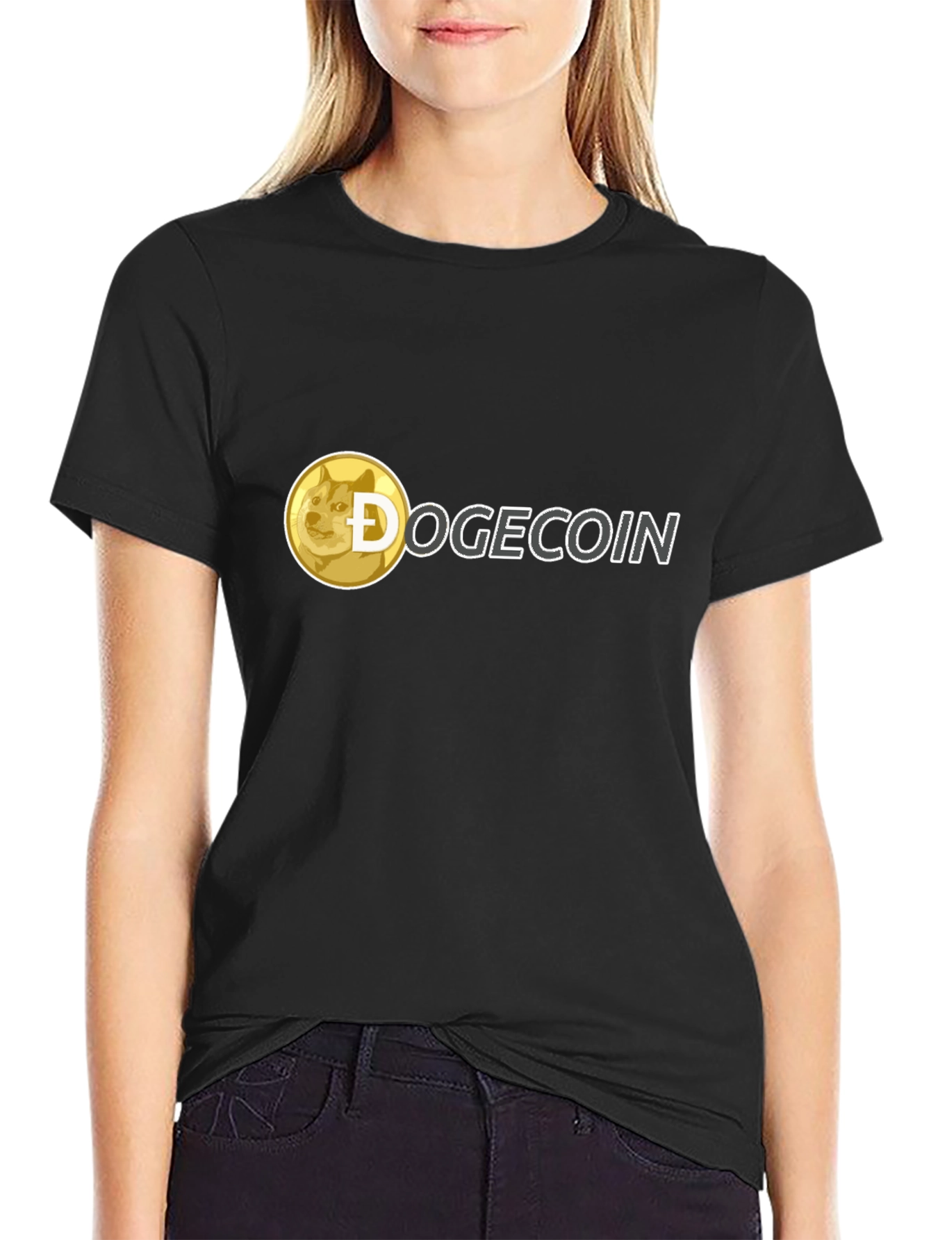 Dogecoin Crypto T-Shirt - Black Crew Neck Tee