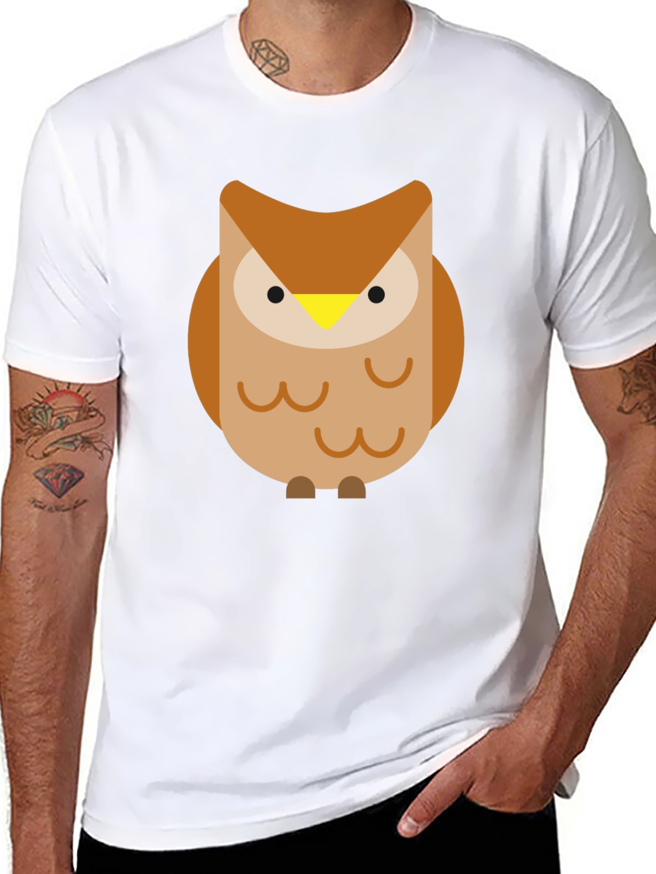 Cartoon Owl Graphic Black T-Shirt