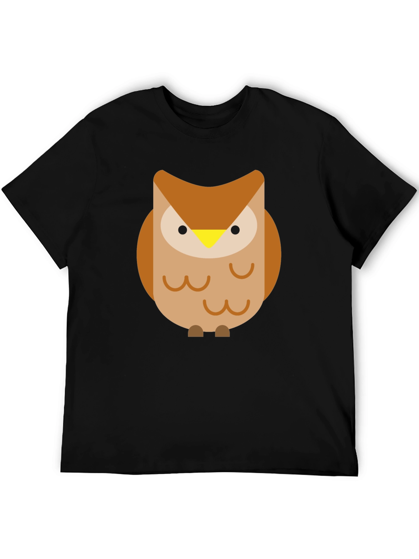 Cartoon Owl Graphic Black T-Shirt