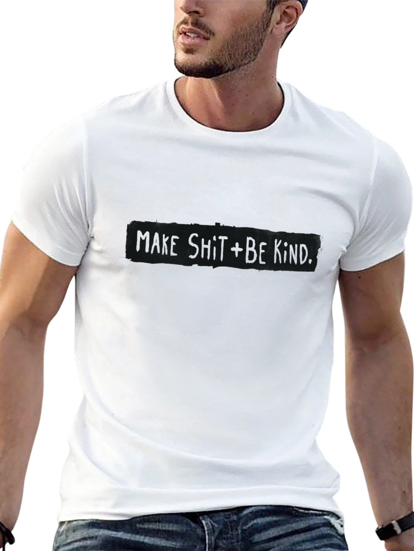 Black T-Shirt with Distressed Graphic