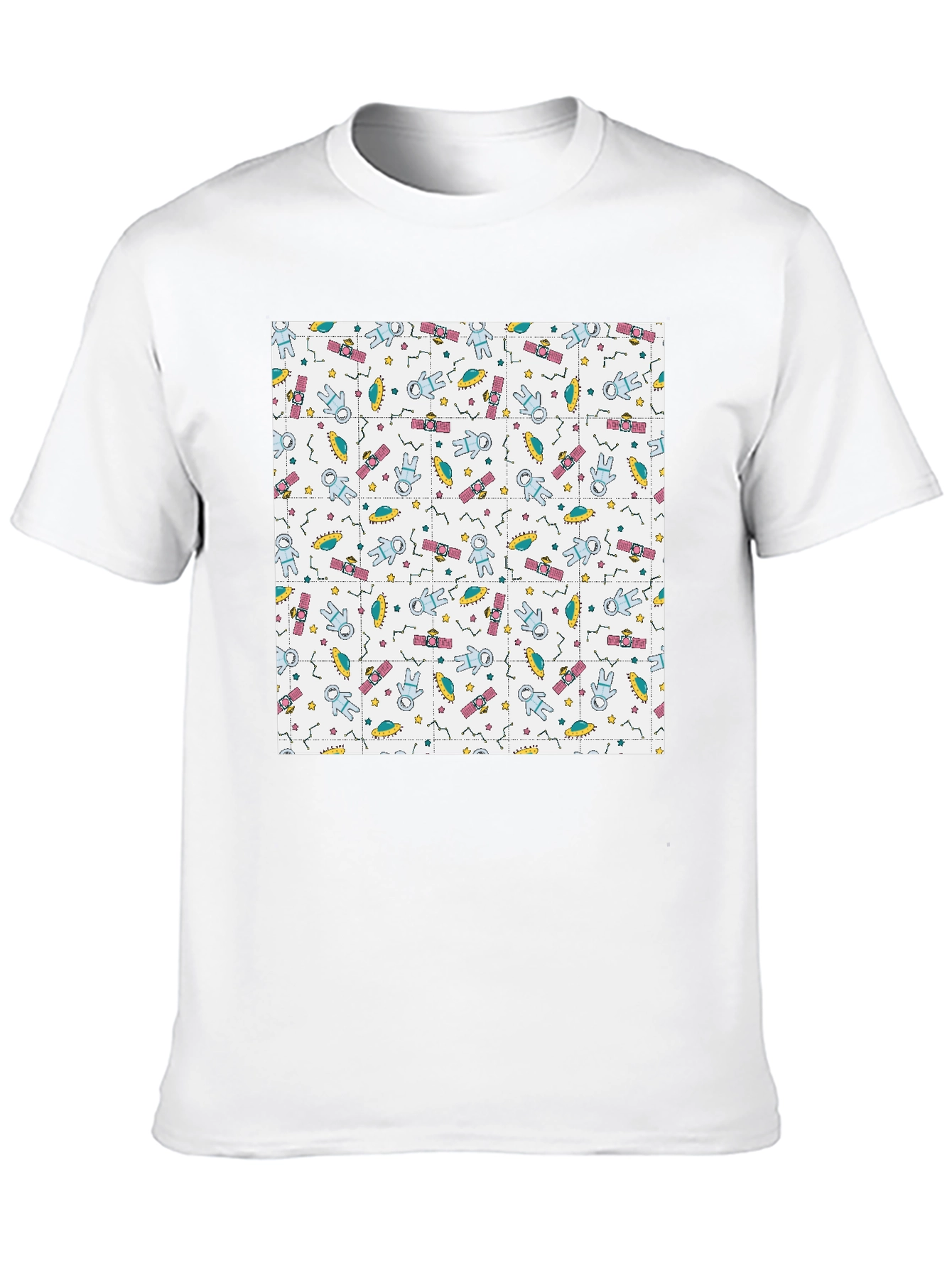 Retro Space Pattern Black T-Shirt
