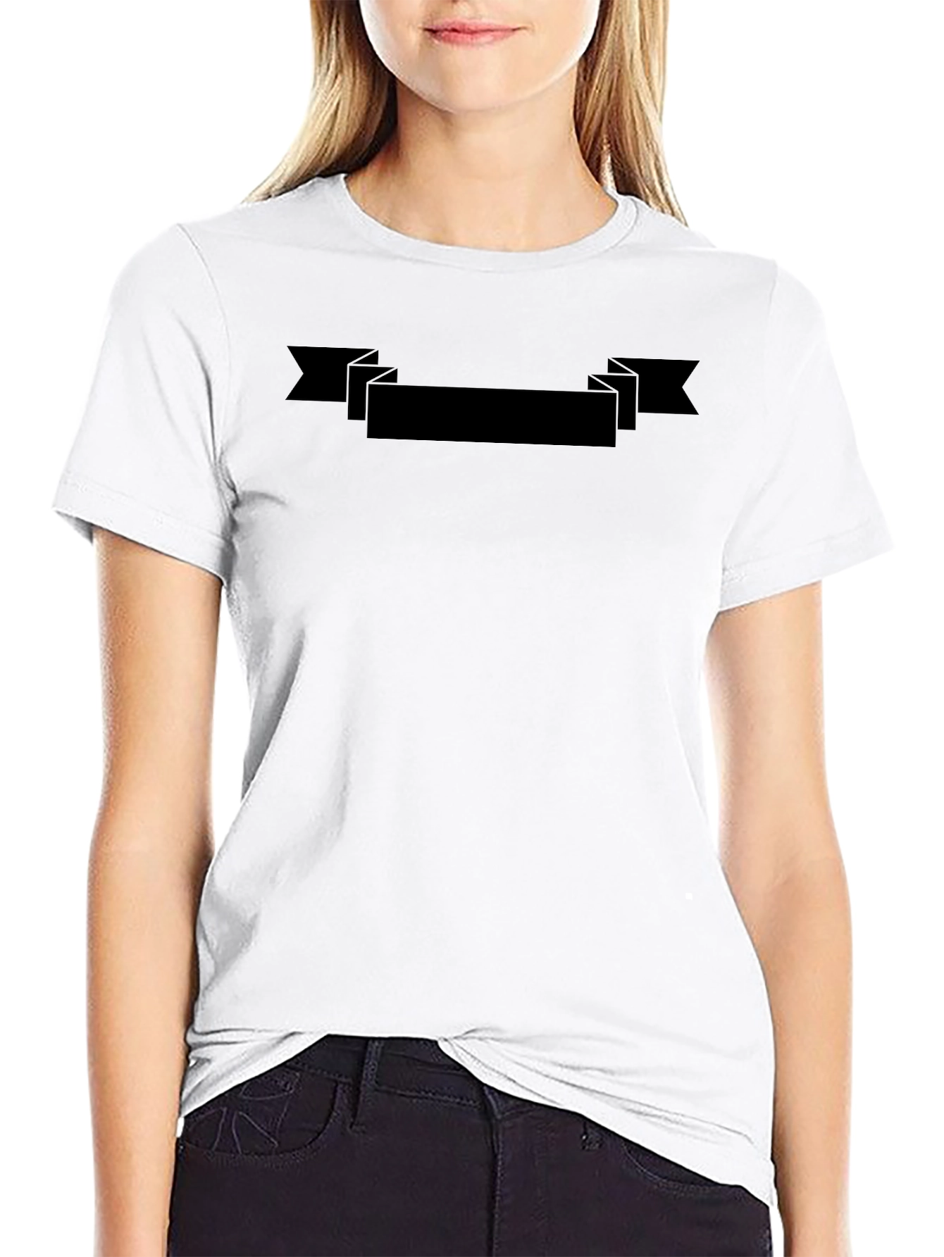 Mens Classic Black T-Shirt with Customizable Banner