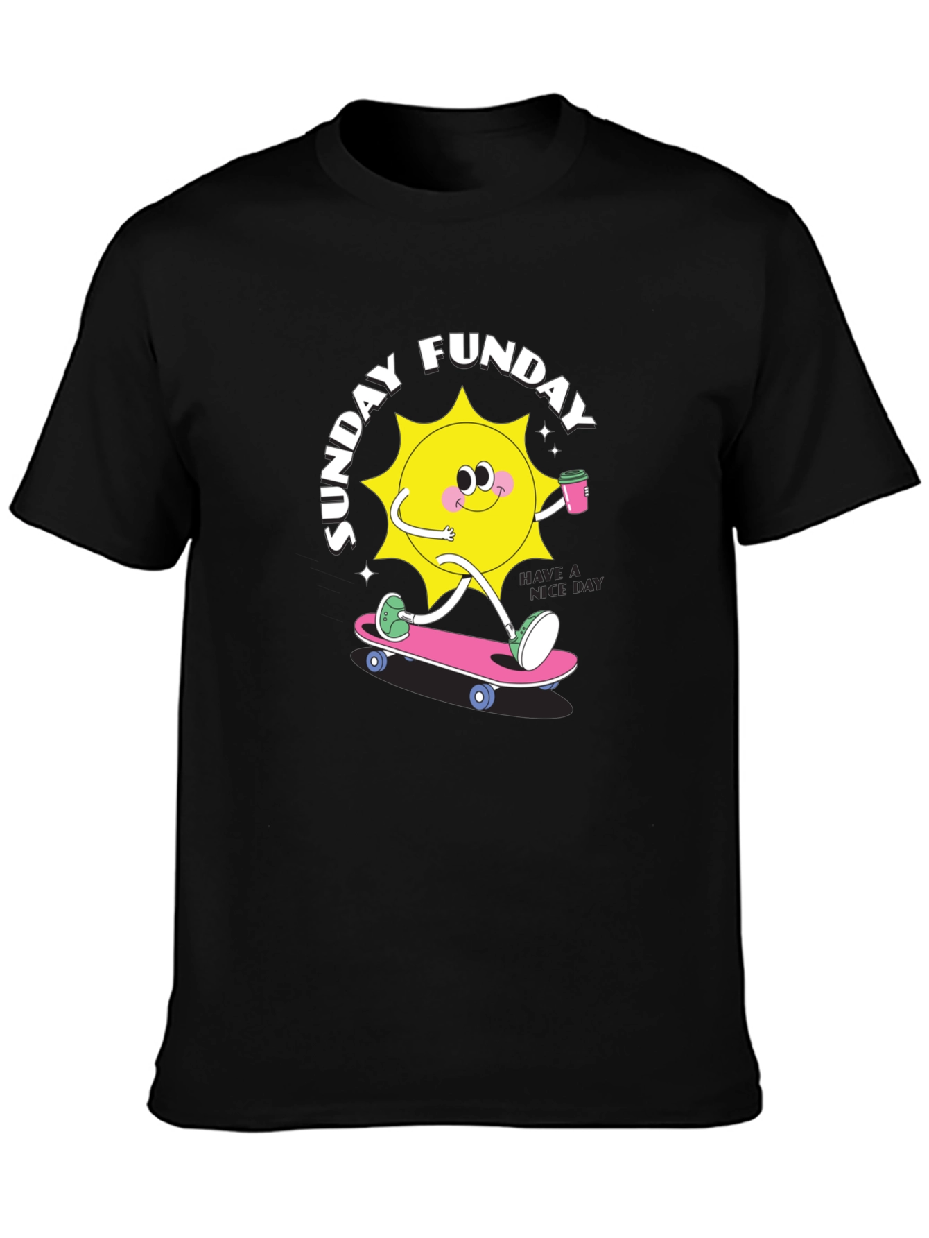 Sunday Funday Black Graphic T-Shirt