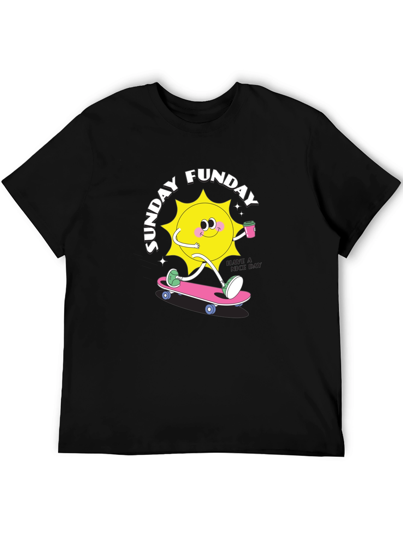 Sunday Funday Black Graphic T-Shirt